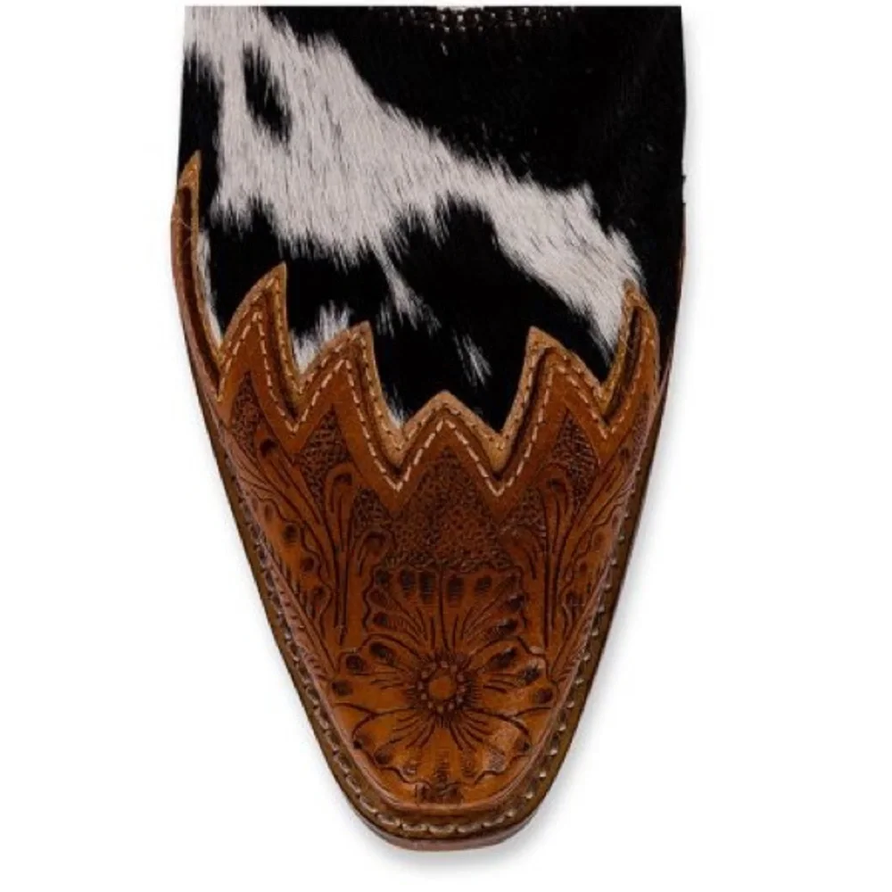 Hand-Tooled Leather strap Genuine Hide-On Women Bootie Boot Boho Western Shoe - Picture 11 of 16